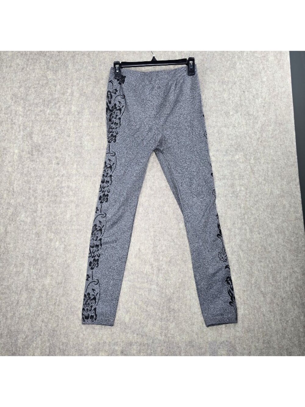 Rue21 Womens Leggings Gray Floral Print Stretch Elastic Waist Size M Polyester